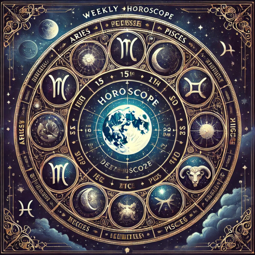 generate post image about Weekly Horoscope, Aries to Pisces from 15th to 22nd December